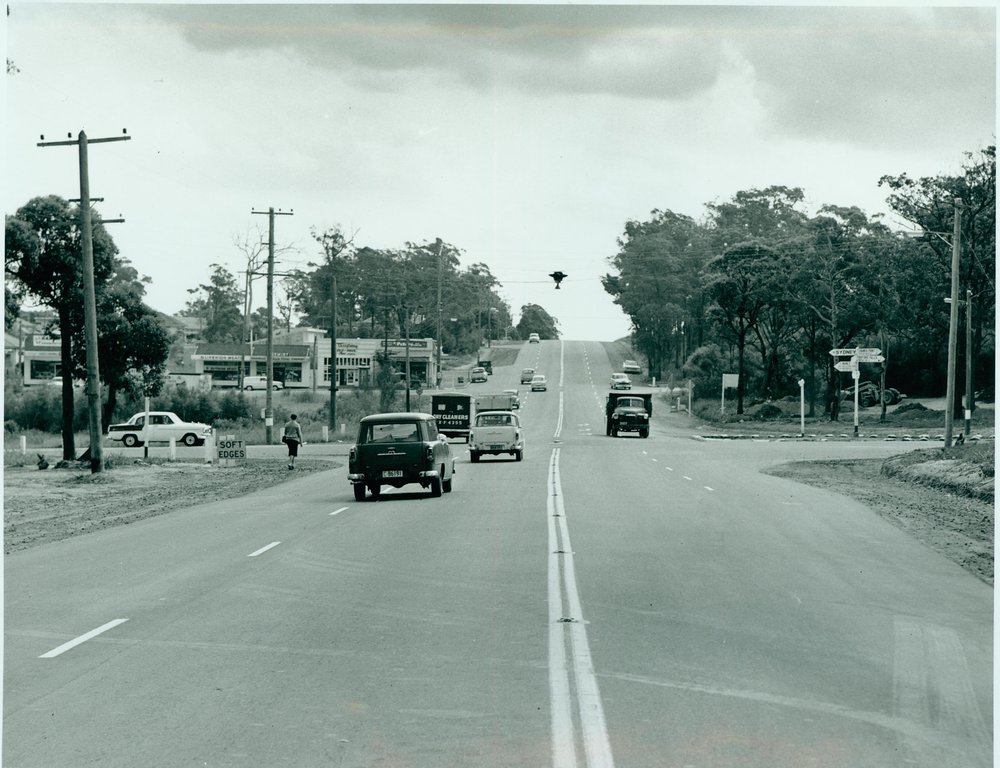 Frenchs Forest, 1953 — the shops on the left housed the original Parnell Partners office
